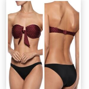 Zimmermann Juno Tie Bandeau Top in Red/
Black Dot 0/XS $231 NWT